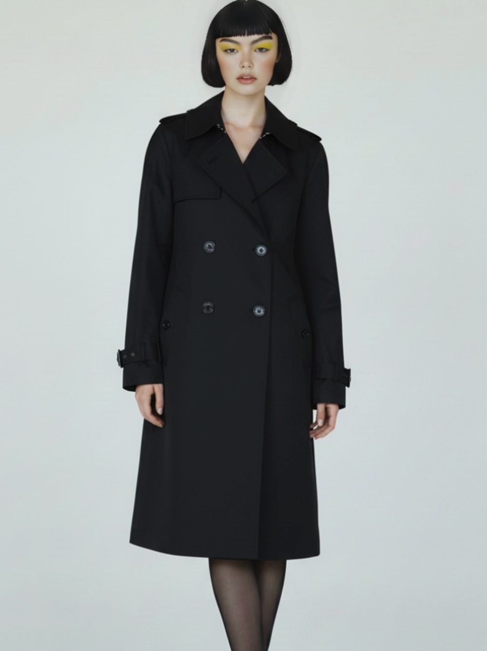 Talbots Classic Black Double-Breasted Trench Coat - Women Size 12